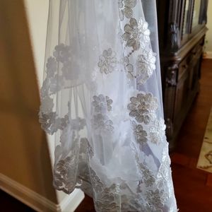 Wedding Bridal Veil Lace with Hair Comb Ivory2